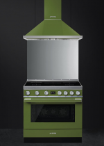 Piano de cuisson Portofino 90cm four électrique multifonction pyrolyse 126l / 5 foyers induction Vert Olive - SMEG Réf. CPF9IPOG