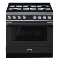 Piano de cuisson Portofino 90cm Four multifonction pyrolyse 115l / 6 foyers gaz Anthracite - SMEG Réf. CPF9GPAN