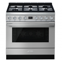 Piano de cuisson Portofino 90cm Four multifonction pyrolyse 115l / 6 foyers gaz Inox - SMEG Réf. CPF9GPX