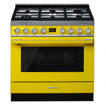 Piano de cuisson Portofino 90cm Four multifonction pyrolyse 115l / 6 foyers gaz Jaune - SMEG Réf. CPF9GPYW