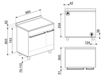 Piano de cuisson Sinfonia 2 fours / 5 foyers gaz A Inox  - SMEG Réf. C92GPX2