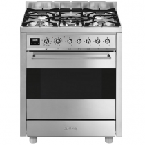 Piano de cuisson Sinfonia 70cm four pyrolyse 70l / 5 foyers gaz Inox - SMEG Réf. C7GPX9