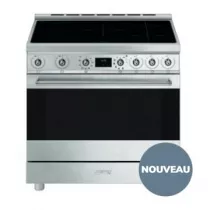 Piano de cuisson Sinfonia 90cm 1 four &eacute;lectrique / 5 foyers induction A Inox - SMEG Elite R&eacute;f. C9IPX2