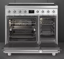Piano de cuisson Sinfonia 90cm 2 fours &eacute;lectriques / 5 foyers induction A Inox - SMEG Elite R&eacute;f. C9IPX2