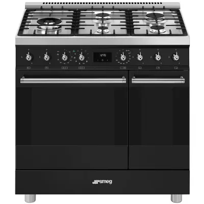 Piano de cuisson Sinfonia 90cm 2 fours �lectriques 5 foyers gaz Noir mat - SMEG Elite R�f. C9GPMB2
