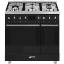Piano de cuisson Sinfonia 90cm 2 fours &eacute;lectriques 5 foyers gaz Noir mat - SMEG Elite R&eacute;f. C9GPMB2