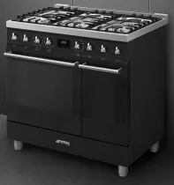 Piano de cuisson Sinfonia 90cm 2 fours &eacute;lectriques 5 foyers gaz Noir mat - SMEG Elite R&eacute;f. C9GPMB2