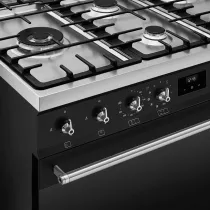 Piano de cuisson Sinfonia 90cm 2 fours &eacute;lectriques 5 foyers gaz Noir mat - SMEG Elite R&eacute;f. C9GPMB2