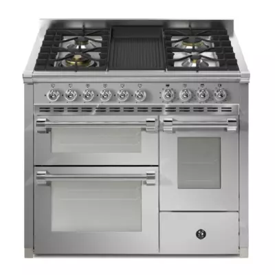 Piano de cuisson STEEL Ascot 100/3 100cm AQ10SFF-4B 3 fours / 4 foyers gaz en + barbecue finition inox