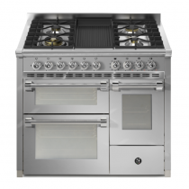 Piano de cuisson STEEL Ascot 100/3 100cm AQ10SFF-4B 3 fours / 4 foyers gaz en + barbecue finition inox