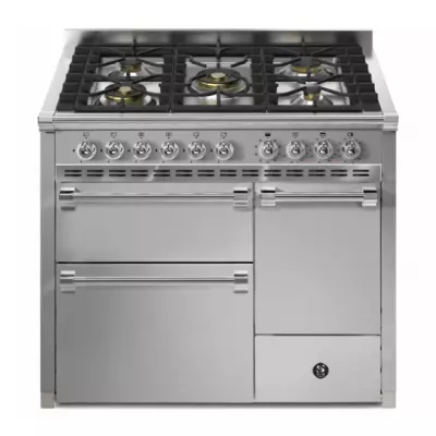 Piano de cuisson STEEL Ascot 100/3 Solid Door AQ10SFF-D-4M 100cm 3 fours / 5 foyers gaz en finition inox 