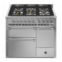 Piano de cuisson STEEL Ascot 100/3 Solid Door AQ10SFF-D-4M 100cm 3 fours / 5 foyers gaz en finition inox 