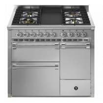 Piano de cuisson STEEL Ascot 100/3 Solid Door AQ10SFF-D-4T 100cm 3 fours / 4 foyers gaz + plancha en finition inox 