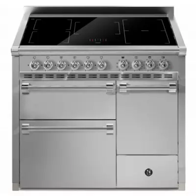 Piano de cuisson STEEL Ascot 100/3 Solid Door AQ10SFF-D-5FI 100cm 3 fours / 5 foyers induction en finition inox 