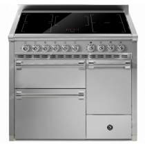 Piano de cuisson STEEL Ascot 100/3 Solid Door AQ10SFF-D-5FI 100cm 3 fours / 5 foyers induction en finition inox 