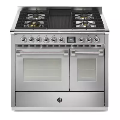 Piano de cuisson STEEL Ascot 100cm AQ10SF-4B 1 four combi steam + 1 four traditionnel / 4 gaz + barbecue en finition inox