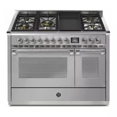 Piano de cuisson STEEL Ascot 120cm AQ12SF-4BM 1 four combi steam + 1 four traditionnel / 5 gaz + barbecue en finition inox