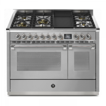 Piano de cuisson STEEL Ascot 120cm AQ12SF-4BM 1 four combi steam + 1 four traditionnel / 5 gaz + barbecue en finition inox
