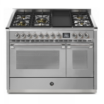 Piano de cuisson STEEL Ascot 120cm AQ12SF-4TM 1 four combi steam + 1 four traditionnel / 5 gaz + plancha en finition inox