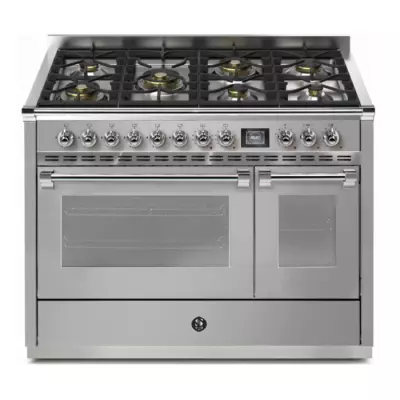Piano de cuisson STEEL Ascot 120cm AQ12SF-6M 1 four combi steam + 1 four traditionnel / 7 feux gaz en finition inox (autres colo