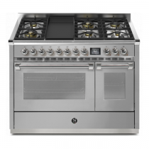 Piano de cuisson STEEL Ascot 120cm AQ12SF-6T 1 four combi steam + 1 four traditionnel / 6 gaz + plancha en finition inox
