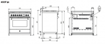 Piano de cuisson STEEL Ascot 90cm 1 four combi steam 