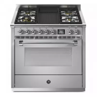 Piano de cuisson STEEL Ascot 90cm AQ9S-4B 1 four combi steam / 4 foyers gaz + barbecue en finition inox 