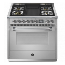 Piano de cuisson STEEL Ascot 90cm AQ9S-4B 1 four combi steam / 4 foyers gaz + barbecue en finition inox 