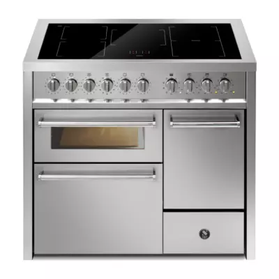 Piano de cuisson STEEL Enfasi 100/3 100cm EQ10FFF-5FIW 3 fours / 5 zones induction en finition inox (autres coloris en option)