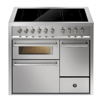Piano de cuisson STEEL Enfasi 100/3 100cm EQ10FFF-5FIW 3 fours / 5 zones induction en finition inox (autres coloris en option)
