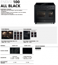 Piano de cuisson STEEL Enfasi 100cm All Black 1 four multifonction + 1 four traditionnel 