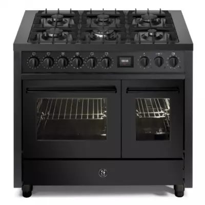 Piano de cuisson STEEL Enfasi 100cm EQ10FF-6 NF All Black 1 four multifonction + 1 four traditionnel / 6 foyers gaz 