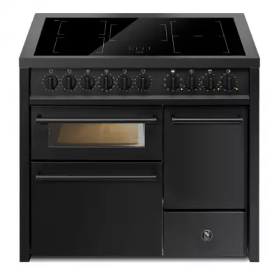 Piano de cuisson STEEL Enfasi 90cm All Black EQ9F-5FIW NF 1 four multifonction / 5 zones induction