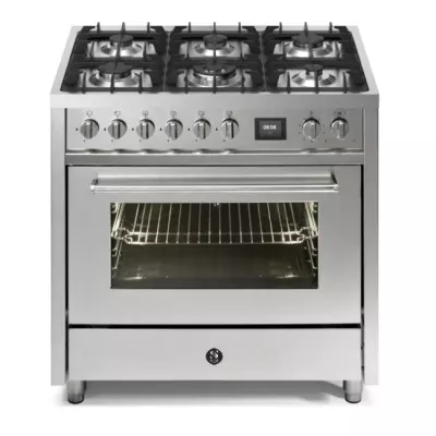 Piano de cuisson STEEL Enfasi 90cm EQ9F-6 1 four multifonction / 6 foyers gaz en finition inox (autres coloris en option)