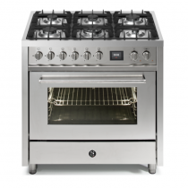 Piano de cuisson STEEL Enfasi 90cm EQ9F-6 1 four multifonction / 6 foyers gaz en finition inox (autres coloris en option)