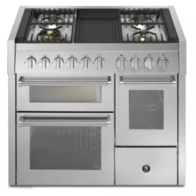 Piano de cuisson STEEL Genesi 100/3 GQ10SFF-4B 100cm 3 fours / 4 foyers gaz + barbecue en finition inox