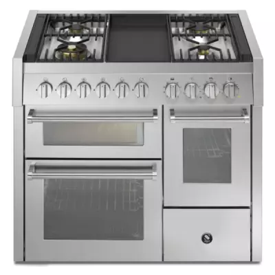 Piano de cuisson STEEL Genesi 100/3 GQ10SFF-4T 100cm 3 fours / 4 foyers gaz + plancha en finition inox