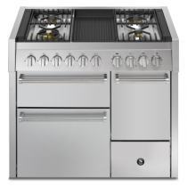 Piano de cuisson STEEL Genesi 100/3 Solid Door GQ10SFF-D-4B 100cm 3 fours / 4 foyers gaz + barbecue en finition inox