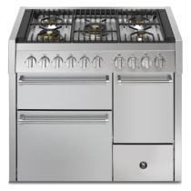 Piano de cuisson STEEL Genesi 100/3 Solid Door GQ10SFF-D-4M 100cm 3 fours / 5 foyers gaz en finition inox