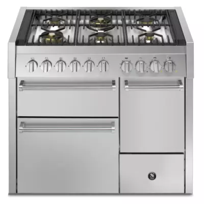Piano de cuisson STEEL Genesi 100/3 Solid Door GQ10SFF-D-6W 100cm 3 fours / 6 foyers gaz en finition inox