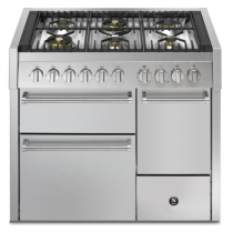 Piano de cuisson STEEL Genesi 100/3 Solid Door GQ10SFF-D-6W 100cm 3 fours / 6 foyers gaz en finition inox