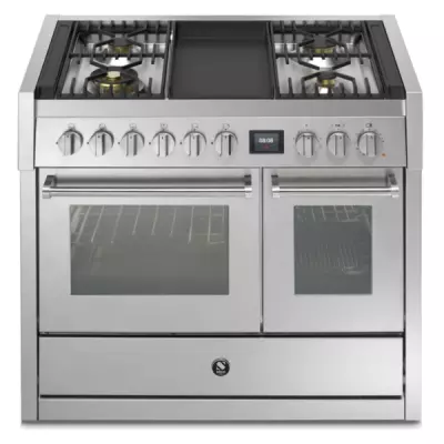 Piano de cuisson STEEL Genesi 100cm GQ10SF-4T 1 four combi steam + 1 four traditionnel / 4 gaz + plancha en finition inox 