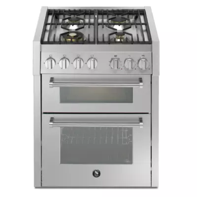 Piano de cuisson STEEL Genesi 70/2 70cm 1 four combi steam + 1 four pizza/grill  / 4 gaz en finition inox