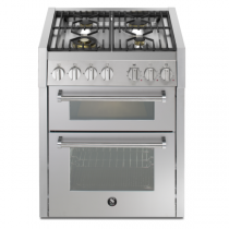 Piano de cuisson STEEL Genesi 70/2 70cm 1 four combi steam + 1 four pizza/grill  / 4 gaz en finition inox