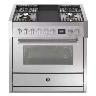 Piano de cuisson STEEL Genesi 90cm GQ9S-4T 1 four combi steam / 4 gaz + plancha en finition inox (autres coloris en option)