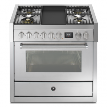 Piano de cuisson STEEL Genesi 90cm GQ9S-4T 1 four combi steam / 4 gaz + plancha en finition inox (autres coloris en option)