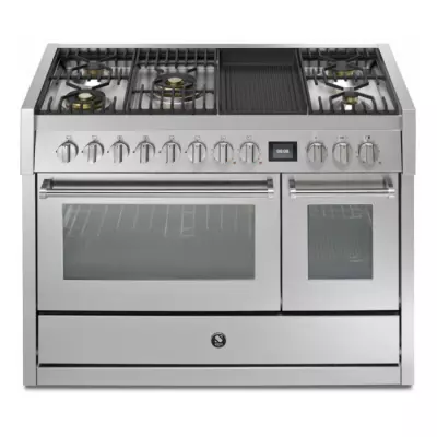 Piano de cuisson STEEL Genesi GQ12SF-4BM 120cm 1 four combi steam + 1 four traditionnel / 5 gaz + barbecue en finition inox