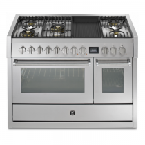 Piano de cuisson STEEL Genesi GQ12SF-4BM 120cm 1 four combi steam + 1 four traditionnel / 5 gaz + barbecue en finition inox
