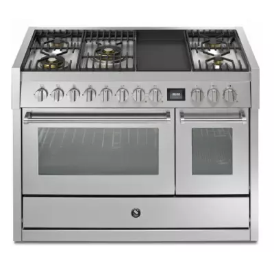Piano de cuisson STEEL Genesi GQ12SF-4TM 120cm 1 four combi steam + 1 four traditionnel / 5 gaz + plancha en finition inox