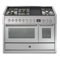 Piano de cuisson STEEL Genesi GQ12SF-4TM 120cm 1 four combi steam + 1 four traditionnel / 5 gaz + plancha en finition inox